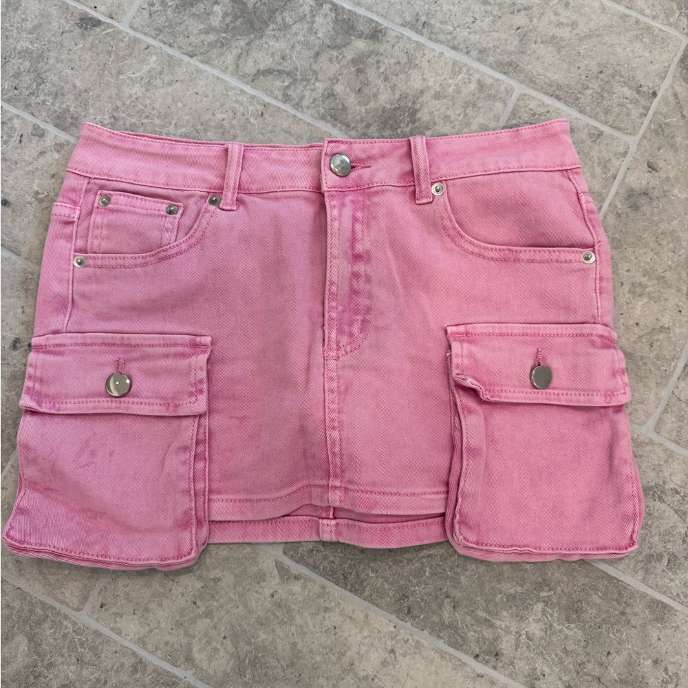 superdown Pink Denim Mini Skirt